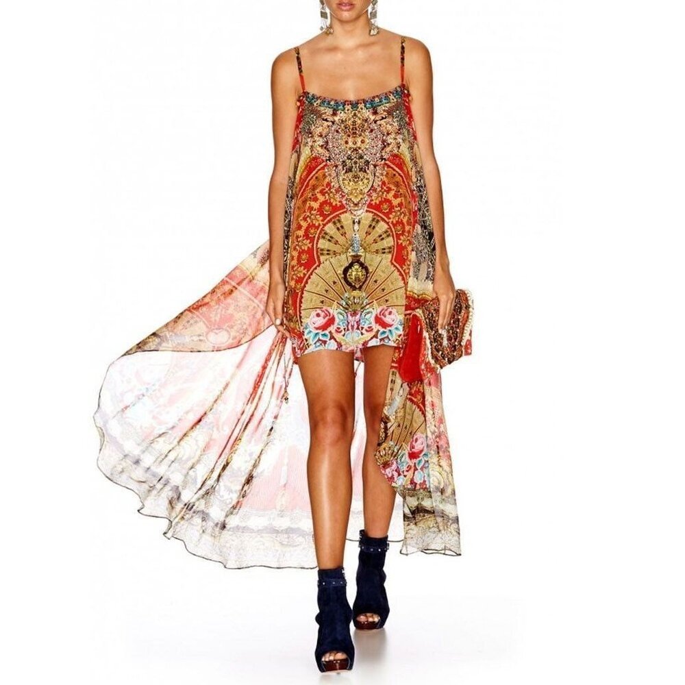 RARE! New with Tags! Camilla Cameos Dance Overlay High Low Dress Size Small b104